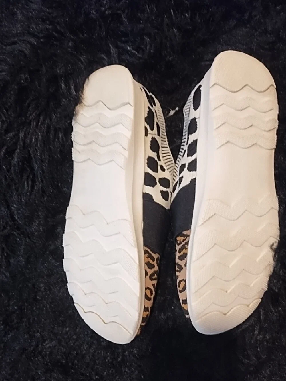 Jellypop Slip-On Mixed Animal Print Sneakers - Black, White & Brown VGC Size 8.5